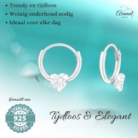 Zilveren Kinder Oorringen Hart Zirkonia &acirc;&euro;&ldquo; 10mm 925 Zilver -