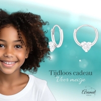 Zilveren Kinder Oorringen Hart Zirkonia &acirc;&euro;&ldquo; 10mm 925 Zilver -