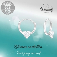 Zilveren Kinder Oorringen Hart Zirkonia &acirc;&euro;&ldquo; 10mm 925 Zilver -