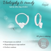Zilveren Kinder Oorringen Hart Zirkonia &acirc;&euro;&ldquo; 10mm 925 Zilver -
