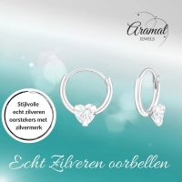 Zilveren Kinder Oorringen Hart Zirkonia &acirc;&euro;&ldquo; 10mm 925 Zilver -
