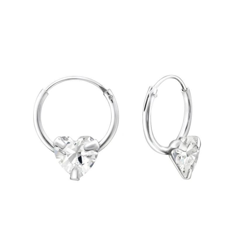 Zilveren Kinder Oorringen Hartjes Zirkonia &acirc;&euro;&ldquo; 12mm 925 Zilver -