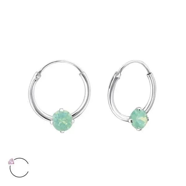 Zilveren Kinder Oorringen Zirkonia &acirc;&euro;&ldquo; 12mm 925 Zilver Meerdere Kleuren - Opaal Lic