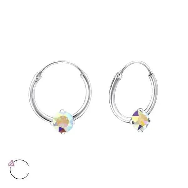 Zilveren Kinder Oorringen Zirkonia &acirc;&euro;&ldquo; 12mm 925 Zilver Meerdere Kleuren - Bruin -