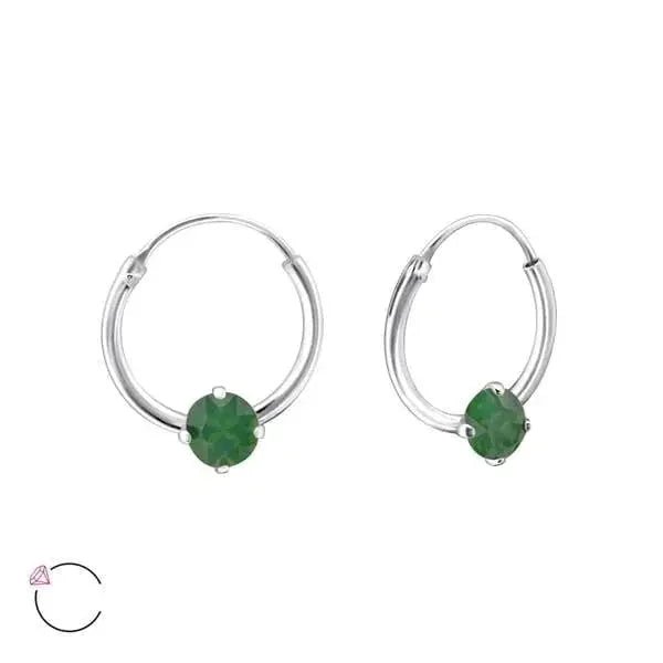 Zilveren Kinder Oorringen Zirkonia &acirc;&euro;&ldquo; 12mm 925 Zilver Meerdere Kleuren - Opaal Gro
