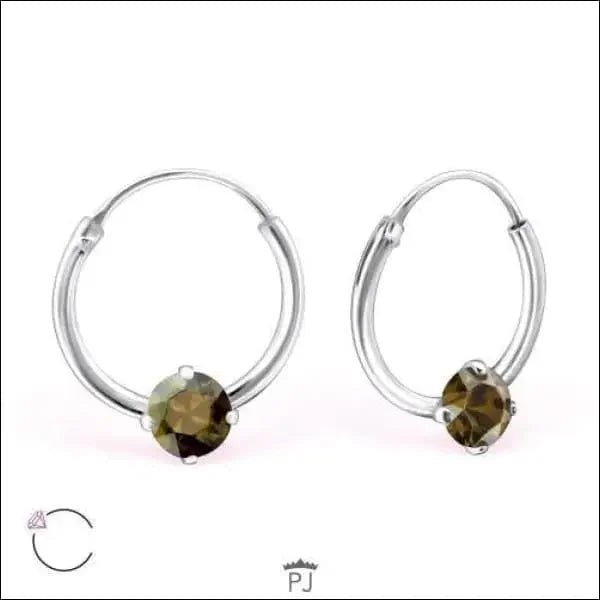 Zilveren Kinder Oorringen Zirkonia &acirc;&euro;&ldquo; 12mm 925 Zilver Meerdere Kleuren - Opaal Gro