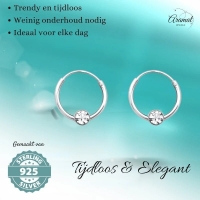 Zilveren Kinder Oorringen Transparant Kristal &acirc;&euro;&ldquo; 10mm 925 Zilver -