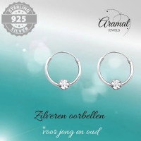 Zilveren Kinder Oorringen Transparant Kristal &acirc;&euro;&ldquo; 10mm 925 Zilver -