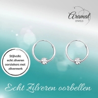 Zilveren Kinder Oorringen Transparant Kristal &acirc;&euro;&ldquo; 10mm 925 Zilver -