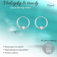 Zilveren Kinder Oorringen Transparant Kristal &acirc;&euro;&ldquo; 10mm 925 Zilver -