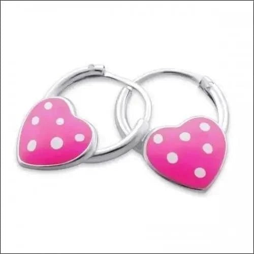Zilveren Kinder Oorringen Roze Hartje &acirc;&euro;&ldquo; 10mm 925 Zilver -