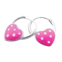 Zilveren Kinder Oorringen Roze Hartje &acirc;&euro;&ldquo; 10mm 925 Zilver -