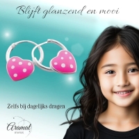 Zilveren Kinder Oorringen Roze Hartje &acirc;&euro;&ldquo; 10mm 925 Zilver -