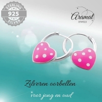 Zilveren Kinder Oorringen Roze Hartje &acirc;&euro;&ldquo; 10mm 925 Zilver -