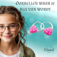 Zilveren Kinder Oorringen Roze Hartje &acirc;&euro;&ldquo; 10mm 925 Zilver -