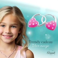Zilveren Kinder Oorringen Roze Hartje &acirc;&euro;&ldquo; 10mm 925 Zilver -