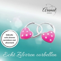 Zilveren Kinder Oorringen Roze Hartje &acirc;&euro;&ldquo; 10mm 925 Zilver -