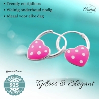 Zilveren Kinder Oorringen Roze Hartje &acirc;&euro;&ldquo; 10mm 925 Zilver -