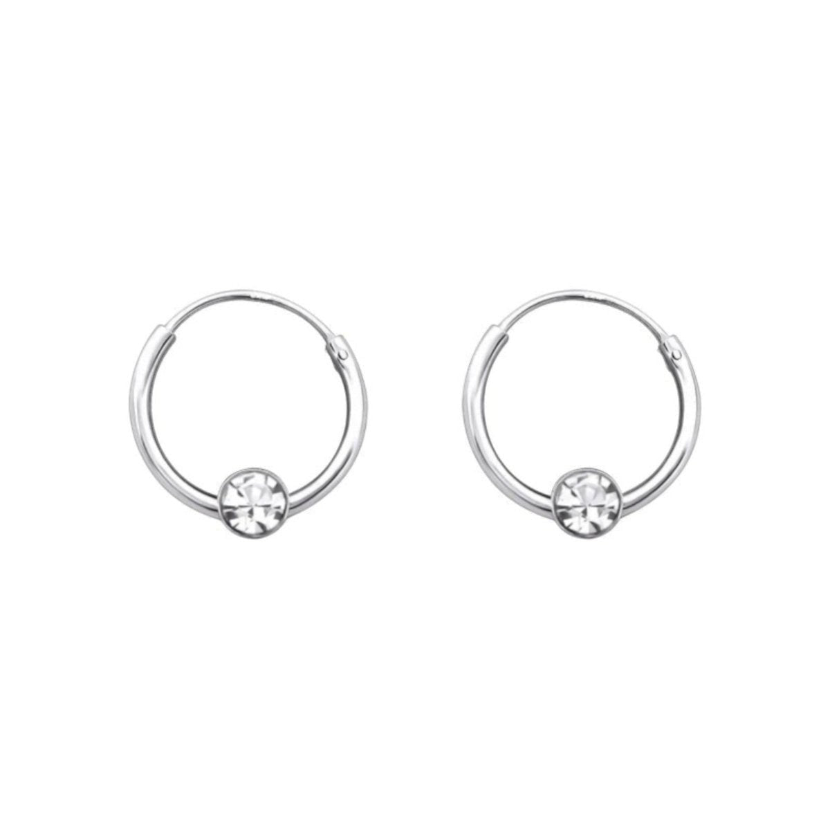 Zilveren Kinder Oorringen Kristal &acirc;&euro;&ldquo; 10mm 925 Zilver Transparant & Roze - Tran