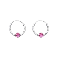 Zilveren Kinder Oorringen Kristal &acirc;&euro;&ldquo; 10mm 925 Zilver Transparant & Roze - Tran