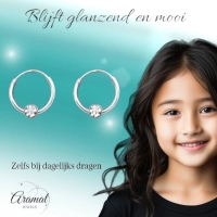 Zilveren Kinder Oorringen Kristal &acirc;&euro;&ldquo; 10mm 925 Zilver Transparant & Roze - Tran