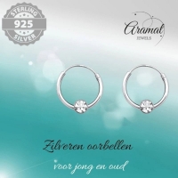 Zilveren Kinder Oorringen Kristal &acirc;&euro;&ldquo; 10mm 925 Zilver Transparant & Roze - Roze