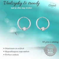 Zilveren Kinder Oorringen Kristal &acirc;&euro;&ldquo; 10mm 925 Zilver Transparant & Roze - Roze