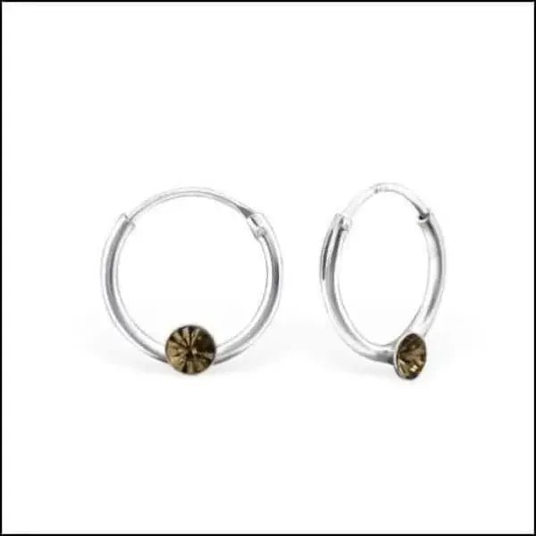 Zilveren Kinder Oorringen met Kristallen &acirc;&euro;&ldquo; 12mm 925 Zilver - Donker Rood -