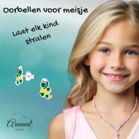 Zilveren Slangen Oorbellen Groen Geel Emaille &acirc;&euro;&ldquo; 7x8mm 925 Zilver - Unisex