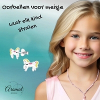Zilveren Paarden Oorbellen Wit Geel Emaille &acirc;&euro;&ldquo; 9x7mm 925 Zilver - Unisex