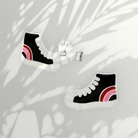 Zilveren Sneaker Oorbellen Zwart Emaille &acirc;&euro;&ldquo; 10x6mm 925 Zilver -