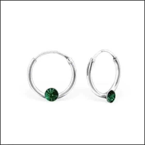 Zilveren Kinder Oorringen met Kristallen &acirc;&euro;&ldquo; 12mm 925 Zilver - Aqua -