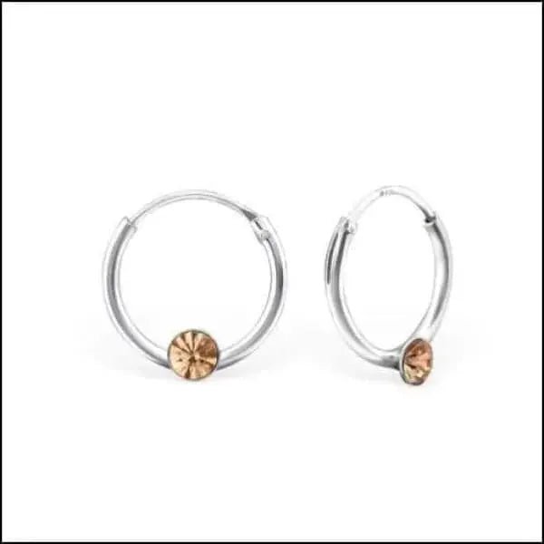 Zilveren Kinder Oorringen met Kristallen &acirc;&euro;&ldquo; 12mm 925 Zilver - Peach -