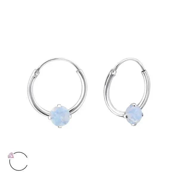 Zilveren Kinder Oorringen Zirkonia &acirc;&euro;&ldquo; 12mm 925 Zilver Meerdere Kleuren - Opaal Lic