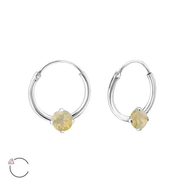 Zilveren Kinder Oorringen Zirkonia &acirc;&euro;&ldquo; 12mm 925 Zilver Meerdere Kleuren - Opaal Zan