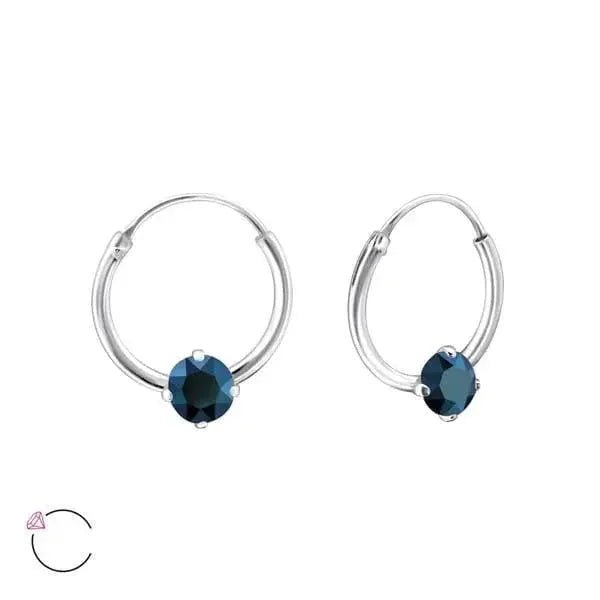 Zilveren Kinder Oorringen Zirkonia &acirc;&euro;&ldquo; 12mm 925 Zilver Meerdere Kleuren - Opaal Zan