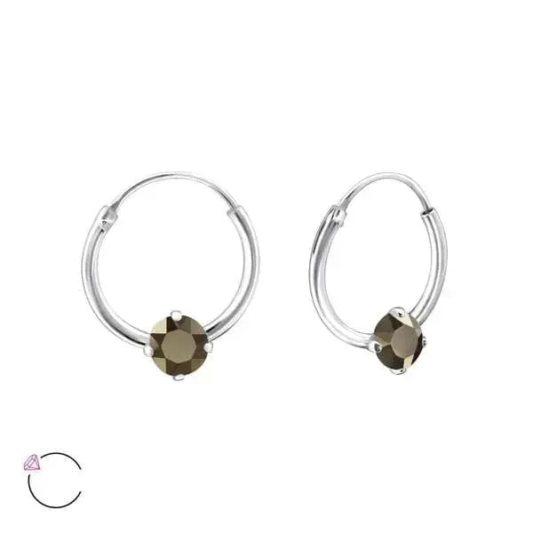 Zilveren Kinder Oorringen Zirkonia &acirc;&euro;&ldquo; 12mm 925 Zilver Meerdere Kleuren - Opaal Gou
