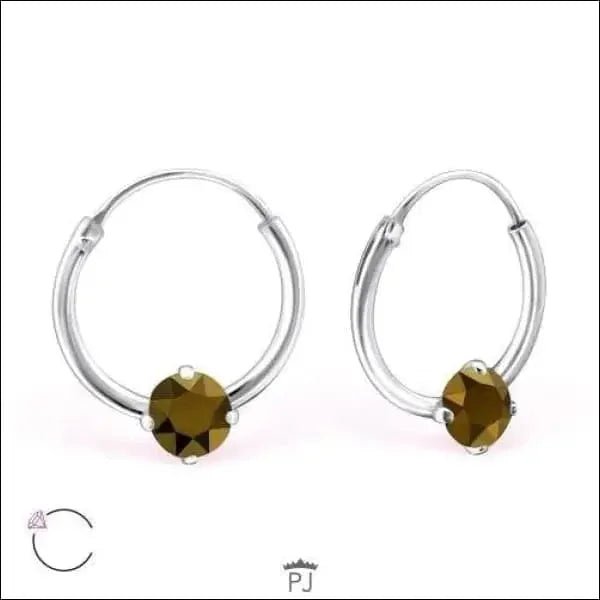Zilveren Kinder Oorringen Zirkonia &acirc;&euro;&ldquo; 12mm 925 Zilver Meerdere Kleuren - Opaal Gou