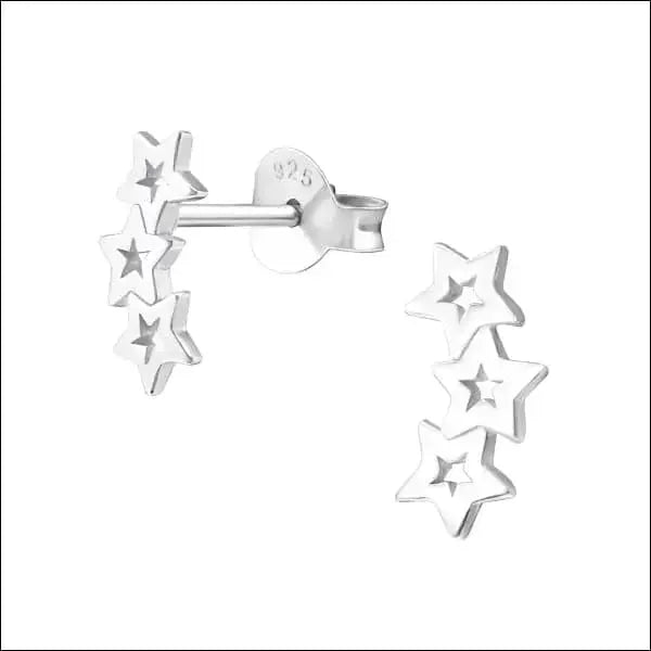 Zilveren Ster Oorbellen Sterretjes &acirc;&euro;&ldquo; 925 Zilver Meerdere Maten - 3 sterretjes-9x5