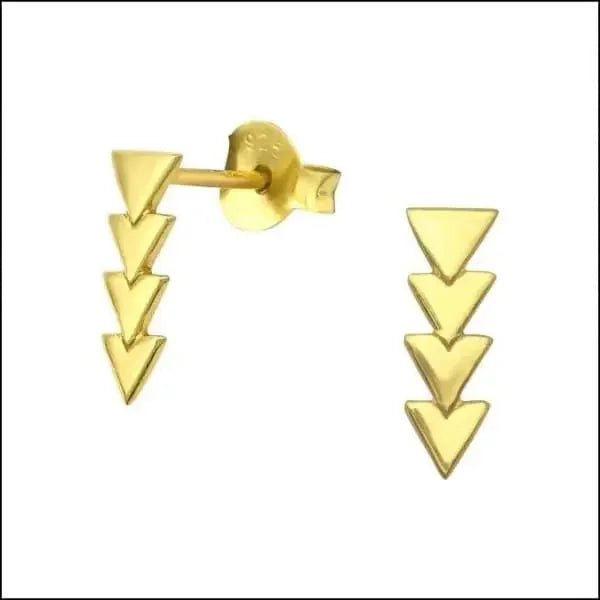 Zilveren Driehoek Oorbellen Geometrisch &acirc;&euro;&ldquo;  925 Zilver - Goldplated Zilver-10x3mm 