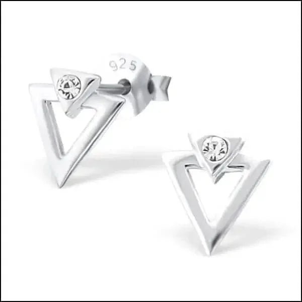 Zilveren Driehoek Oorbellen Geometrisch &acirc;&euro;&ldquo;  925 Zilver - Zilver Zirkonia-7mm - Her
