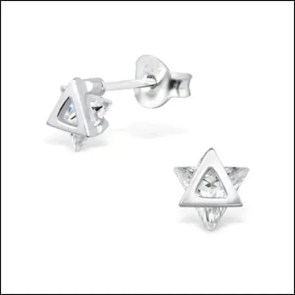 Zilveren Driehoek Oorbellen Geometrisch &acirc;&euro;&ldquo;  925 Zilver - Zilver Zirkonia-6mm -