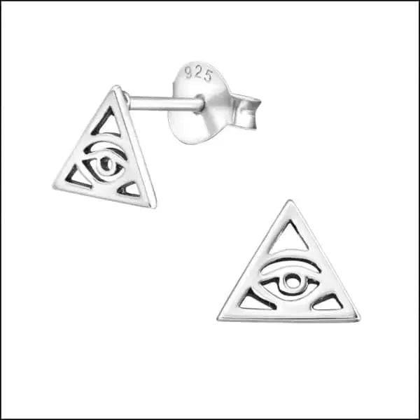 Zilveren Driehoek Oorbellen Geometrisch &acirc;&euro;&ldquo;  925 Zilver - oog van Ra-7x6mm -
