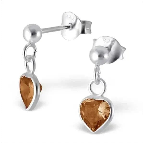 Zilveren Hartjes Oorstekers met Hangertje &acirc;&euro;&ldquo; 925 Zilver Meerdere Kleuren - Hart-Zi