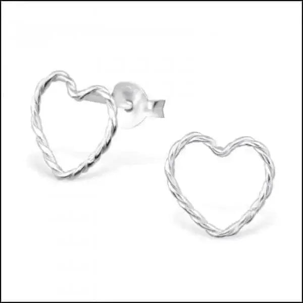 Zilveren Hartje Oorstekers &acirc;&euro;&ldquo; 925 Zilver -Emaille - Gedraaid Zilver-10mm -