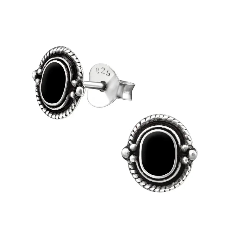 Zilveren Bali Oorstekers Geoxideerd &acirc;&euro;&ldquo; 8mm 925 Zilver Etnisch Boho Design - Vierka