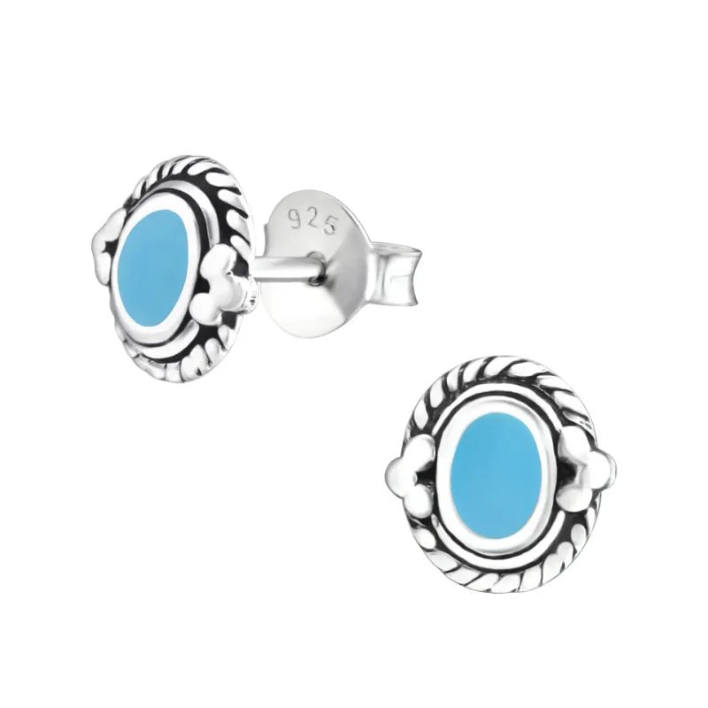 Zilveren Bali Oorstekers Geoxideerd &acirc;&euro;&ldquo; 8mm 925 Zilver Etnisch Boho Design - Ovaal-