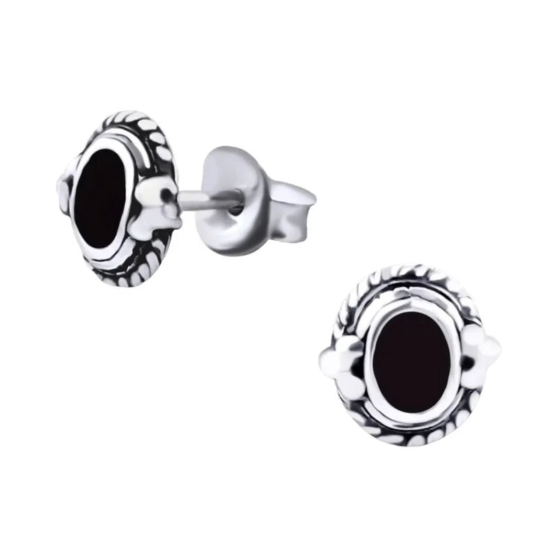 Zilveren Bali Oorstekers Geoxideerd &acirc;&euro;&ldquo; 8mm 925 Zilver Etnisch Boho Design - Ovaal-