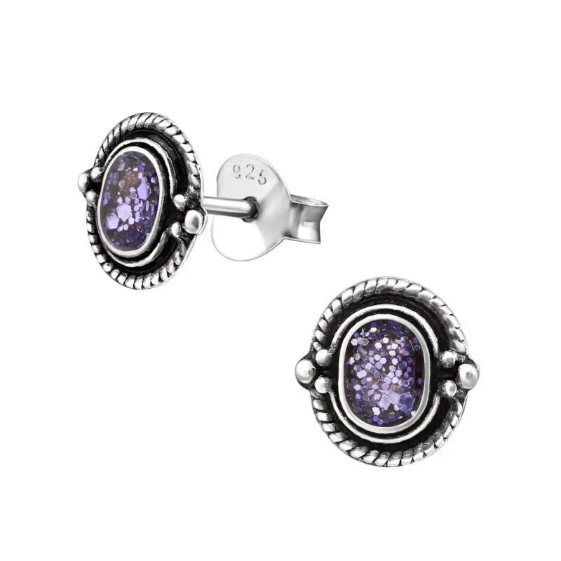 Zilveren Bali Oorstekers Geoxideerd &acirc;&euro;&ldquo; 8mm 925 Zilver Etnisch Boho Design - Ovaal-