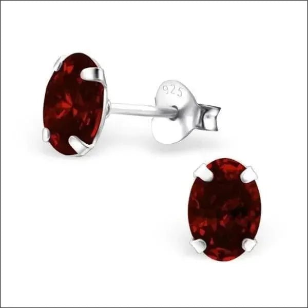 Zilveren Ovale Zirkonia Oorstekers &acirc;&euro;&ldquo; Meerdere Kleuren & Maten 925 Zilver - 7x